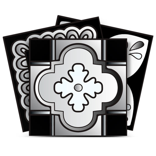 7" X 7" Black White And Gray Mosaic Peel And Stick Removable Tiles