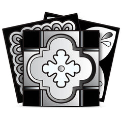 7" X 7" Black White And Gray Mosaic Peel And Stick Removable Tiles