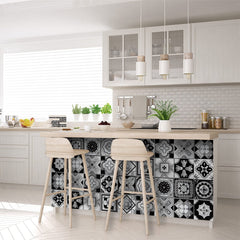 7" X 7" Black White And Gray Mosaic Peel And Stick Removable Tiles - Homeroots