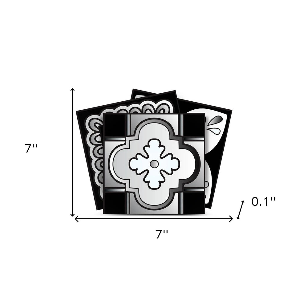 7" X 7" Black White And Gray Mosaic Peel And Stick Removable Tiles - Homeroots - Flyclothing LLC