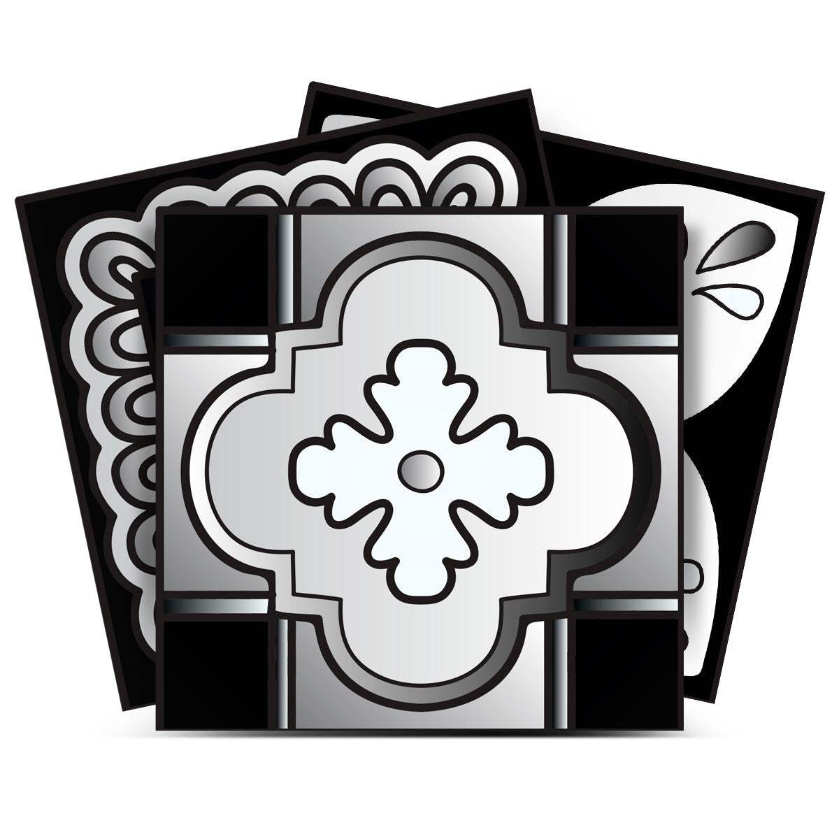 8" X 8" Black White And Gray Mosaic Peel And Stick Removable Tiles - Homeroots - Flyclothing LLC