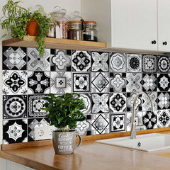 8" X 8" Black White And Gray Mosaic Peel And Stick Removable Tiles