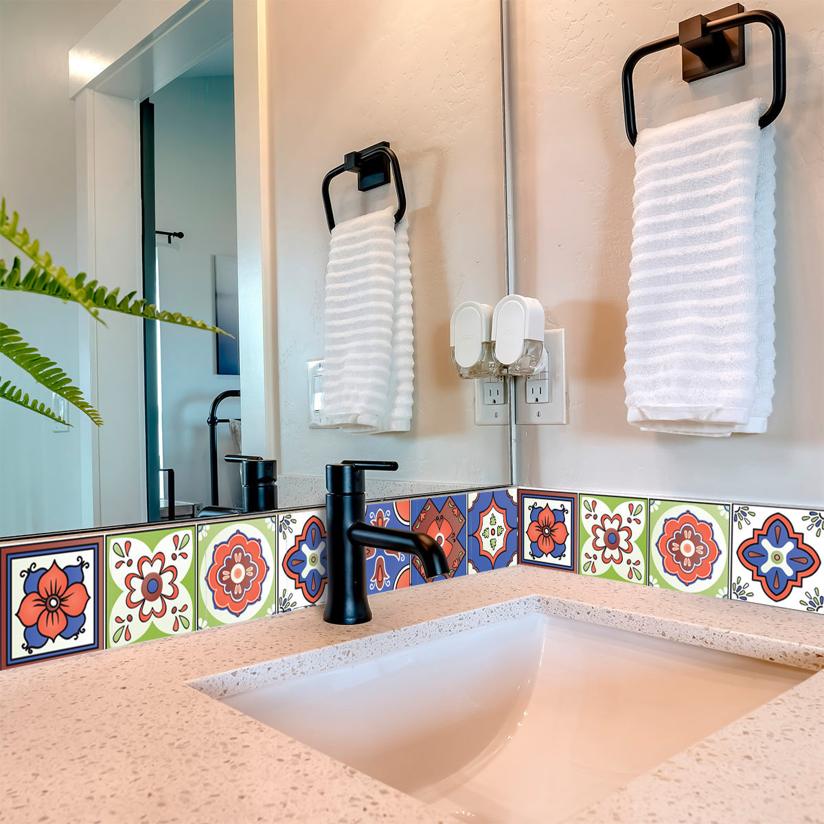 5" X 5" Mediterra Terra Cotta Mosaic Peel And Stick Removable Tiles