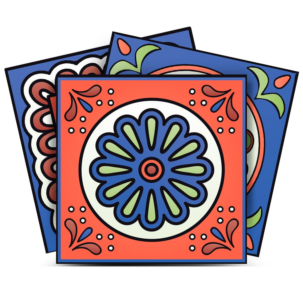 5" X 5" Mediterra Terra Cotta Mosaic Peel And Stick Removable Tiles