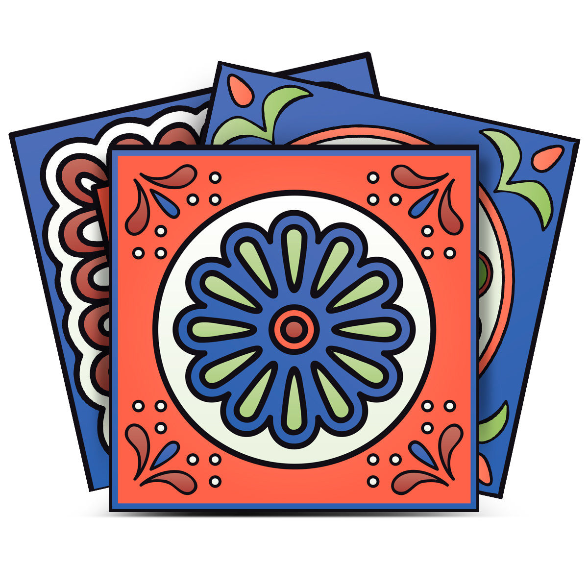 5" X 5" Mediterra Terra Cotta Mosaic Peel And Stick Removable Tiles