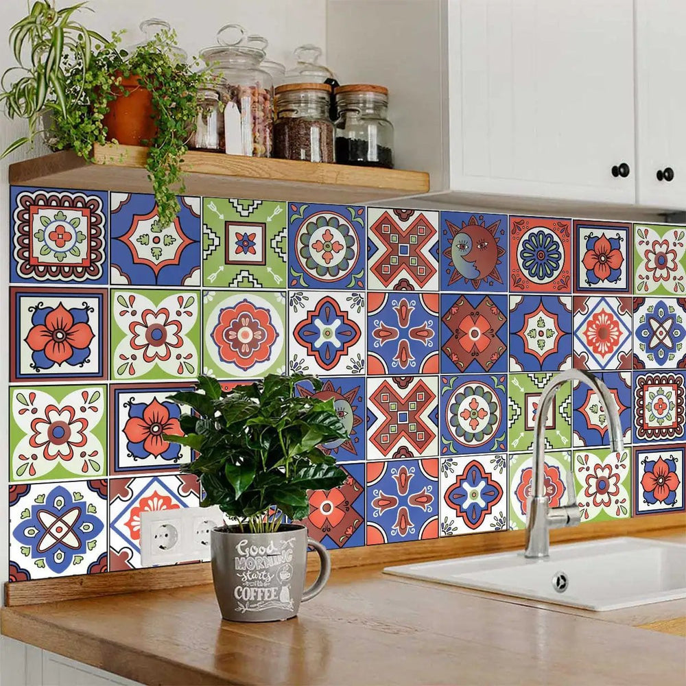 7" X 7" Mediterra Terra Cotta Mosaic Peel And Stick Removable Tiles - Homeroots - Flyclothing LLC