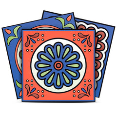 7" X 7" Mediterra Terra Cotta Mosaic Peel And Stick Removable Tiles