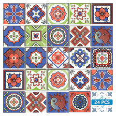 7" X 7" Mediterra Terra Cotta Mosaic Peel And Stick Removable Tiles