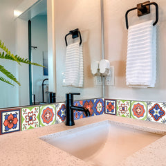7" X 7" Mediterra Terra Cotta Mosaic Peel And Stick Removable Tiles