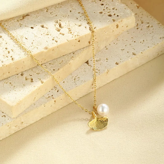 Pearl & Shell Pendant Necklace - Trendsi - Flyclothing LLC