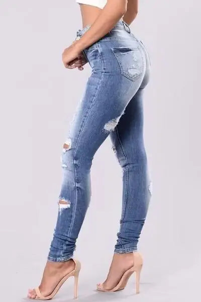 Full Size Distressed Skinny Jeans Plus Size - Trendsi - Flyclothing LLC