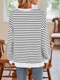 Striped Round Neck Long Sleeve Sweatshirt - Trendsi - Flyclothing LLC