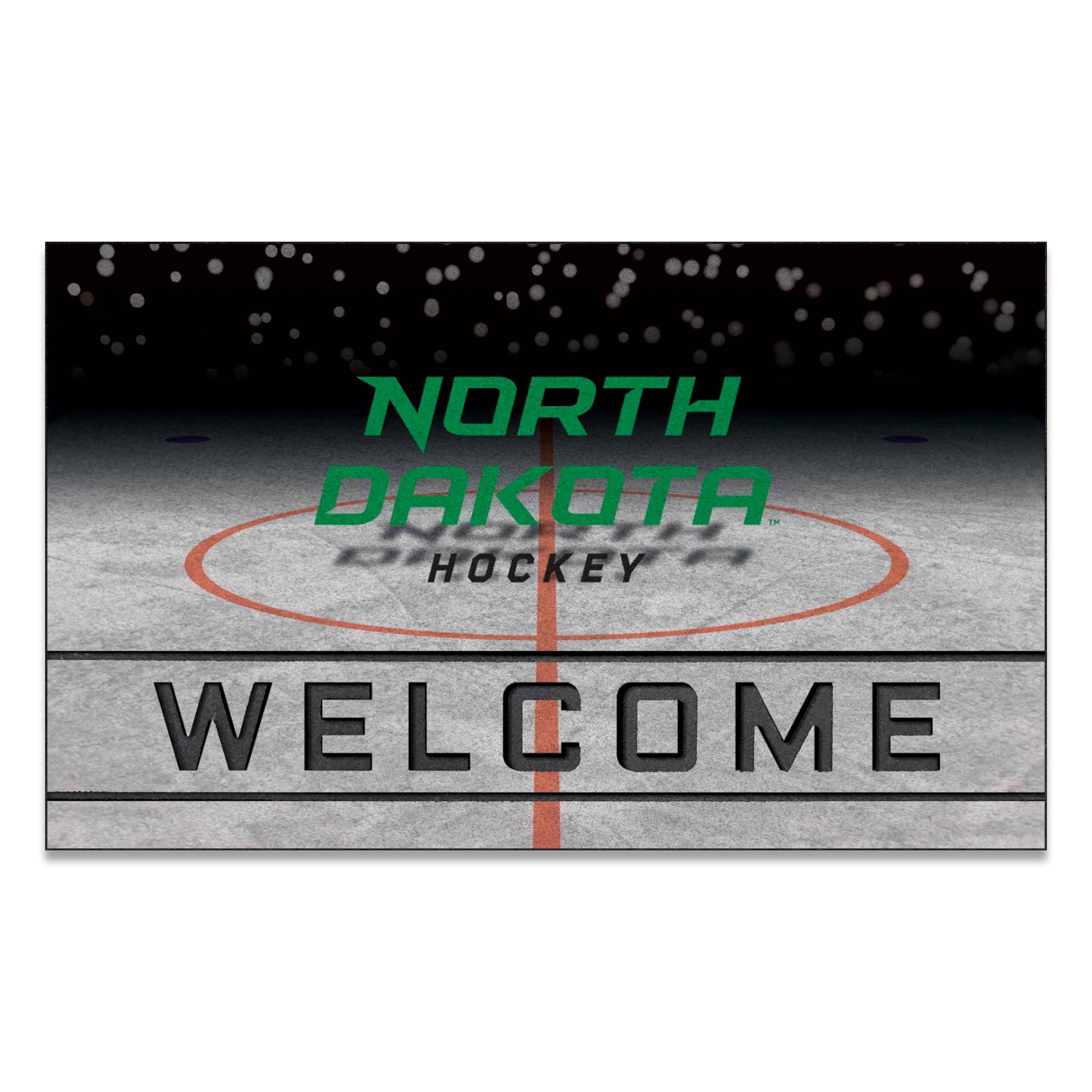 North Dakota Fighting Hawks Rubber Door Mat - 18in. x 30in. - North Dakota