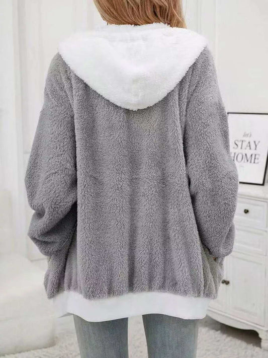 Cozy Fleece Zip-Up Outerwear - Trendsi - Flyclothing LLC