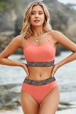 Leopard Trim Scoop Neck Bikini Set - Trendsi - Flyclothing LLC