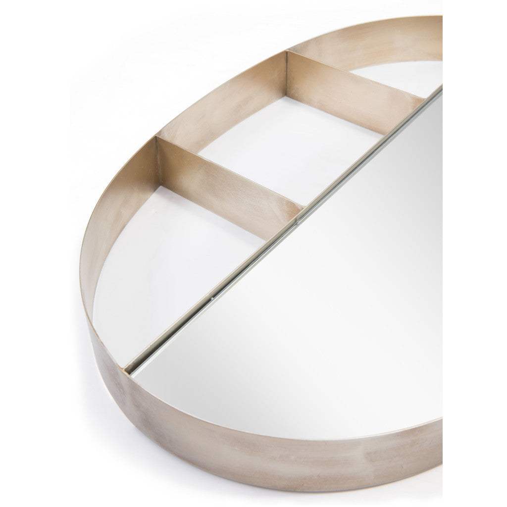 34" Bronze Oval Steel Framed Accent Mirror - Homeroots - Flyclothing LLC