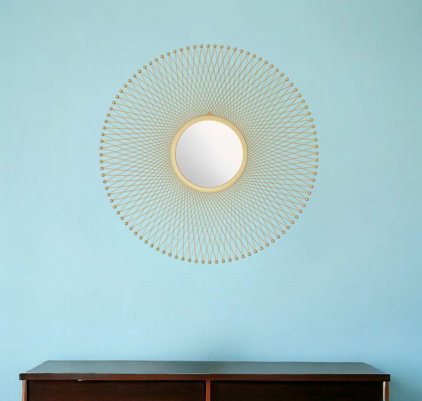 35" Gold Round Accent Mirror - Homeroots - Flyclothing LLC