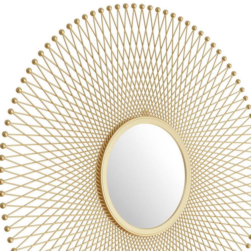 35" Gold Round Accent Mirror - Homeroots - Flyclothing LLC