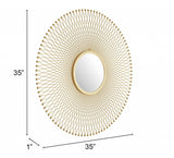 35" Gold Round Accent Mirror - Homeroots - Flyclothing LLC