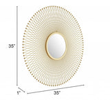 35" Gold Round Accent Mirror - Homeroots - Flyclothing LLC