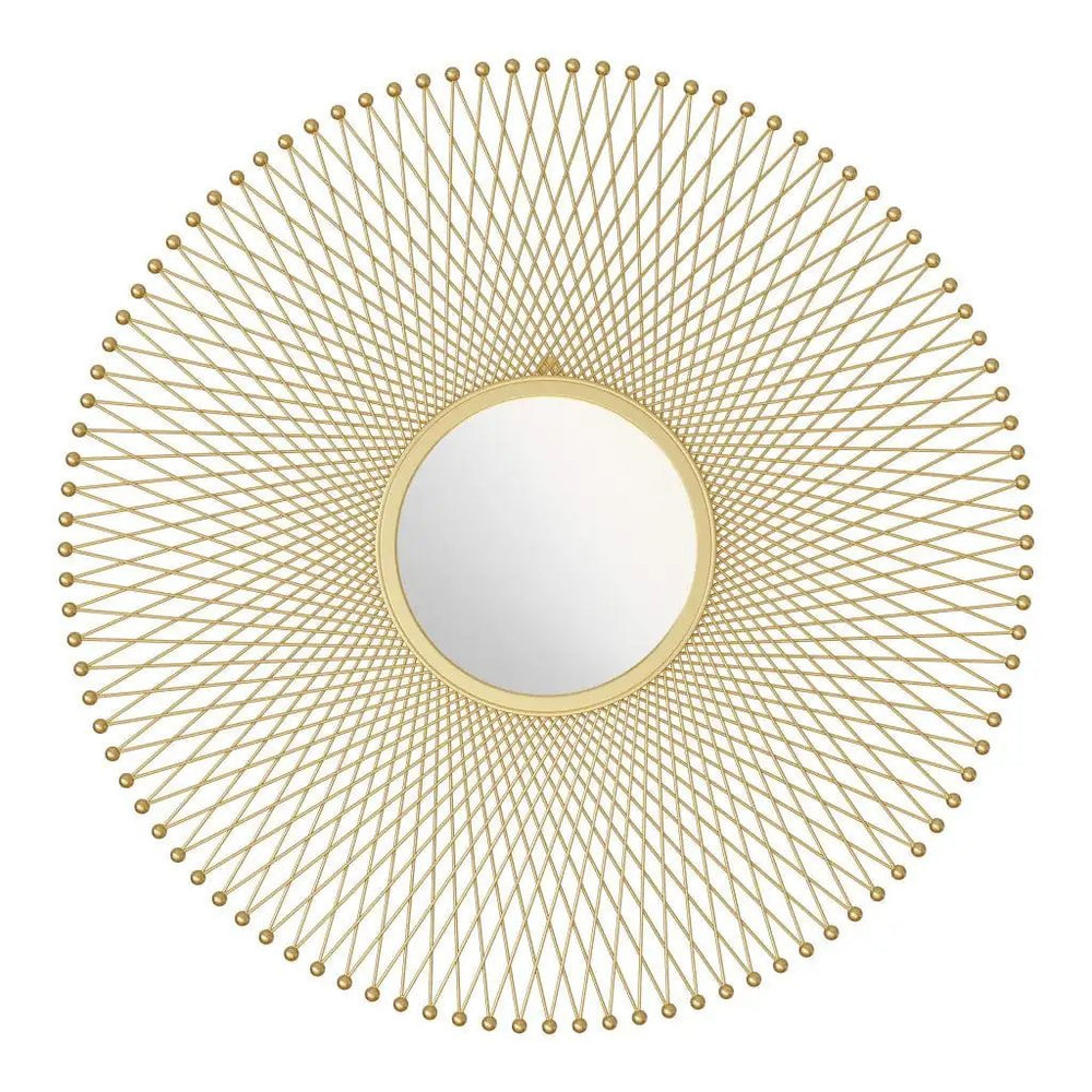 35" Gold Round Accent Mirror - Homeroots - Flyclothing LLC
