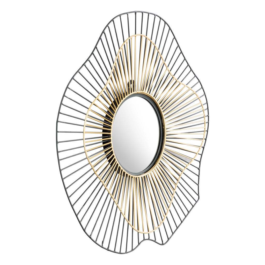 22" Black Abstract Metal Framed Accent Mirror - Homeroots - Flyclothing LLC