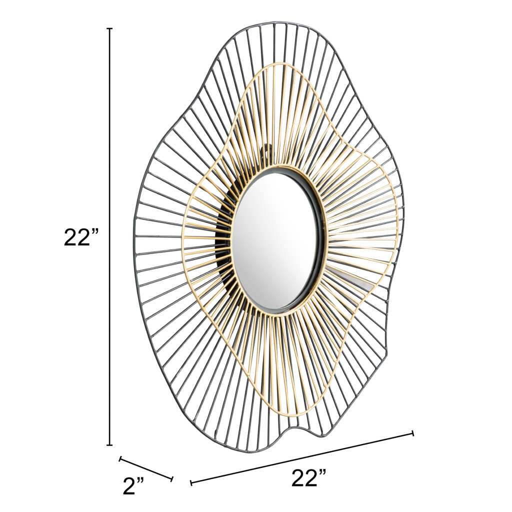 22" Black Abstract Metal Framed Accent Mirror - Homeroots - Flyclothing LLC