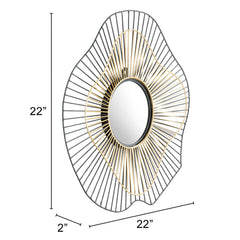 22" Black Abstract Metal Framed Accent Mirror