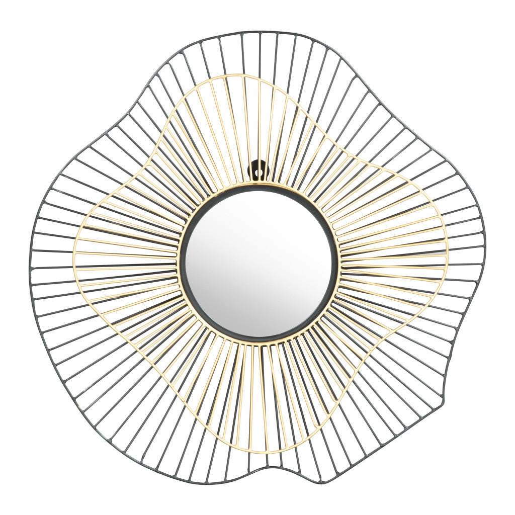 22" Black Abstract Metal Framed Accent Mirror - Homeroots - Flyclothing LLC