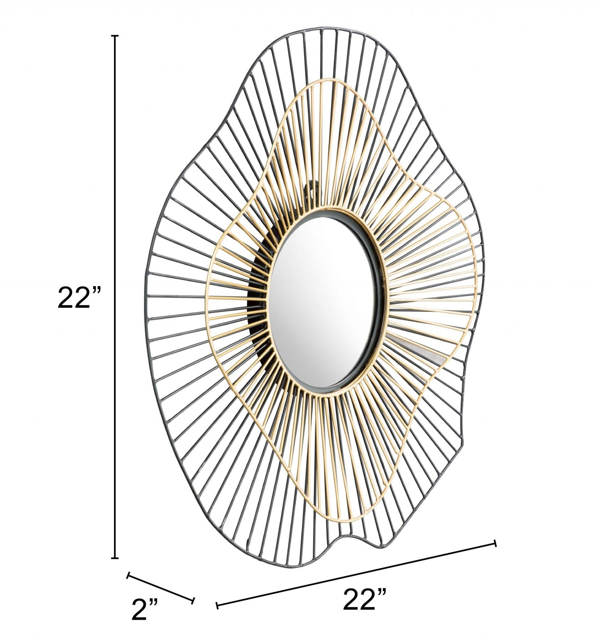 22" Black Abstract Metal Framed Accent Mirror - Homeroots - Flyclothing LLC