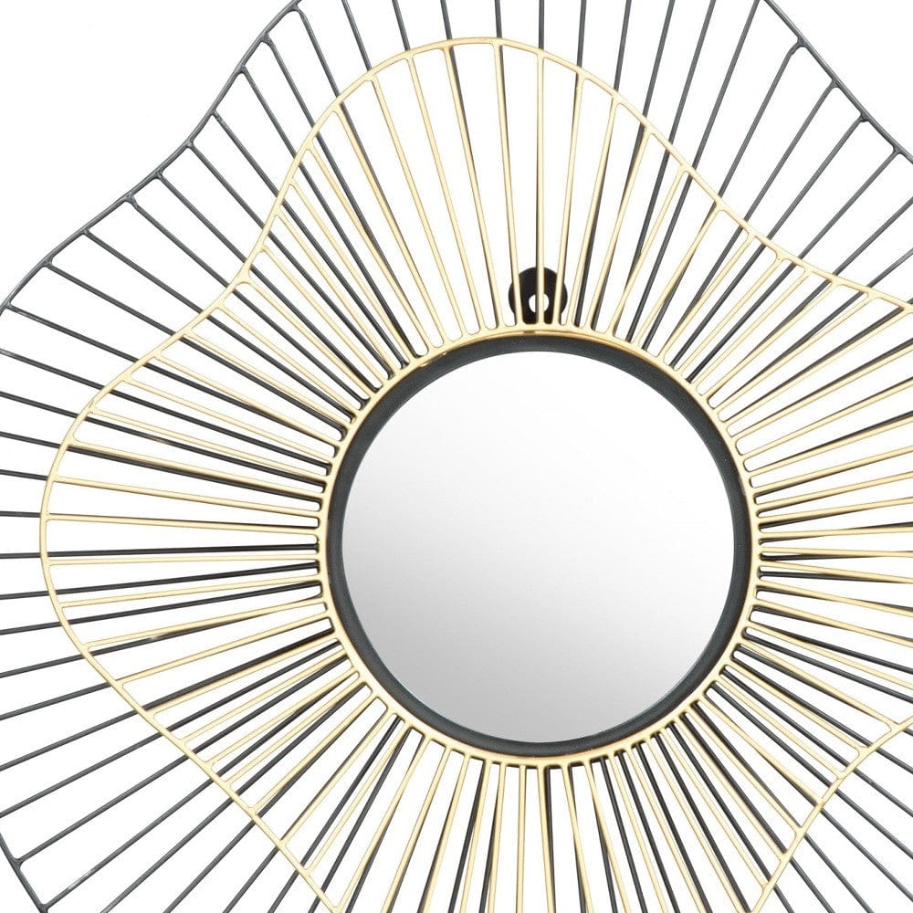 22" Black Abstract Metal Framed Accent Mirror