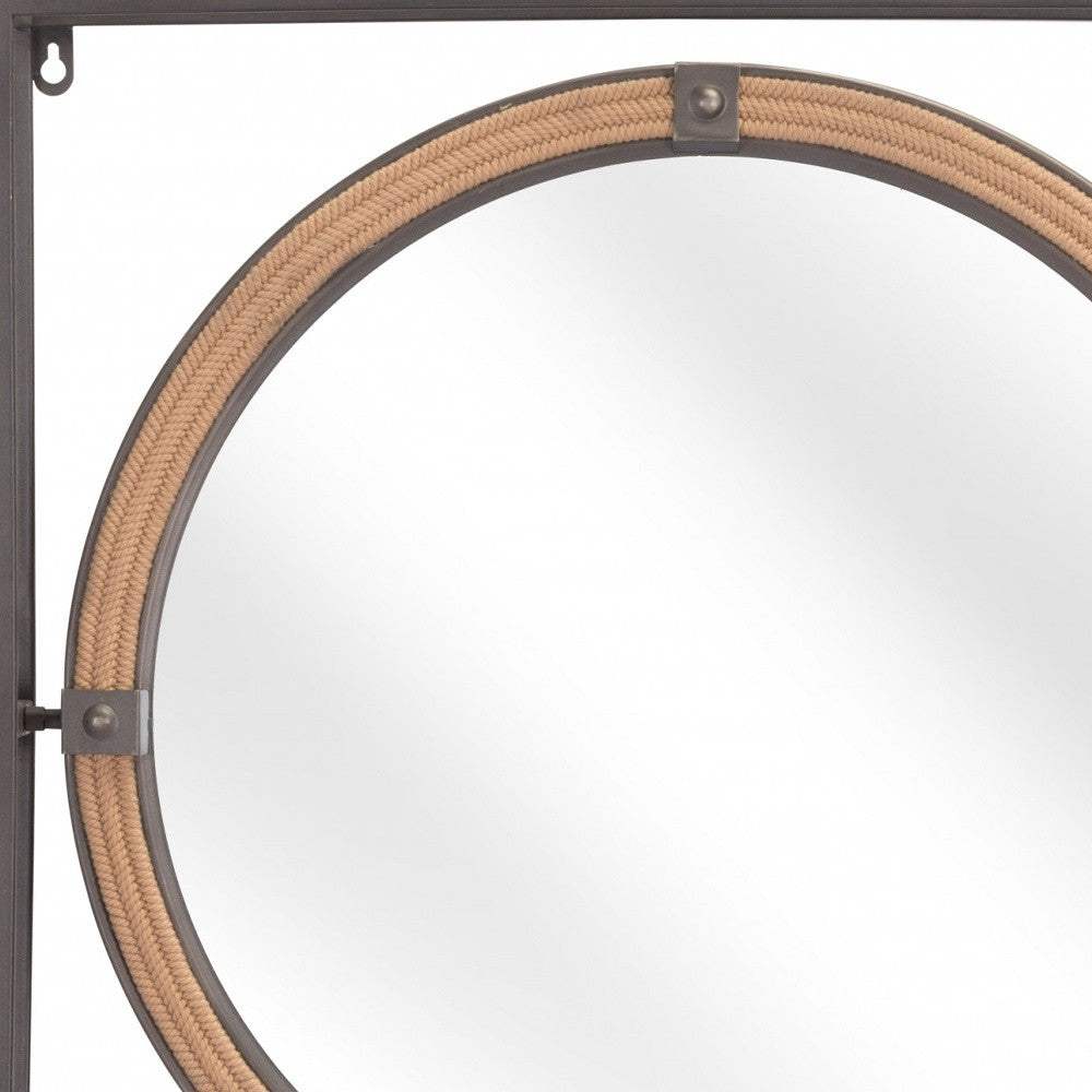 22" Gray Square Steel Framed Accent Mirror - Homeroots - Flyclothing LLC