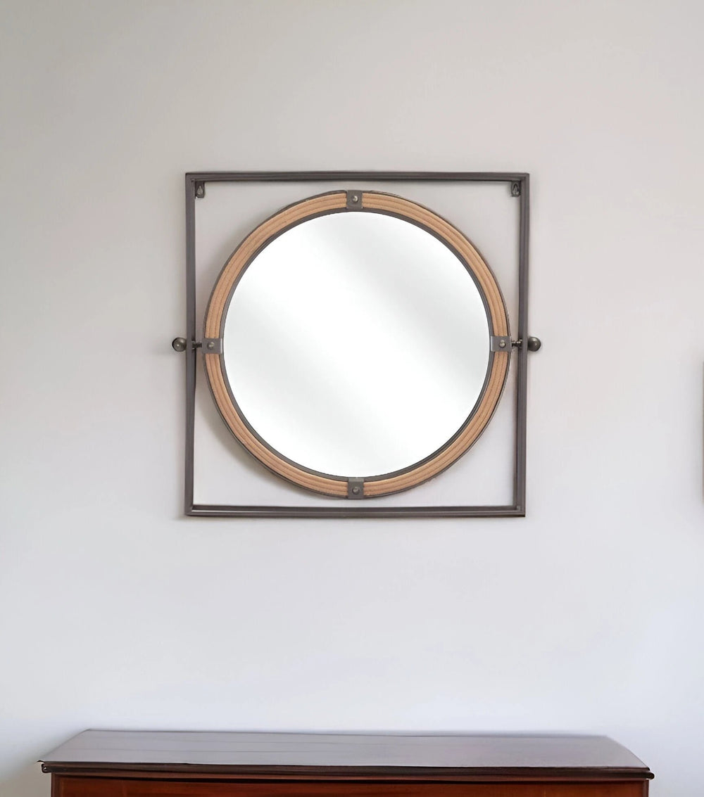 22" Gray Square Steel Framed Accent Mirror - Homeroots