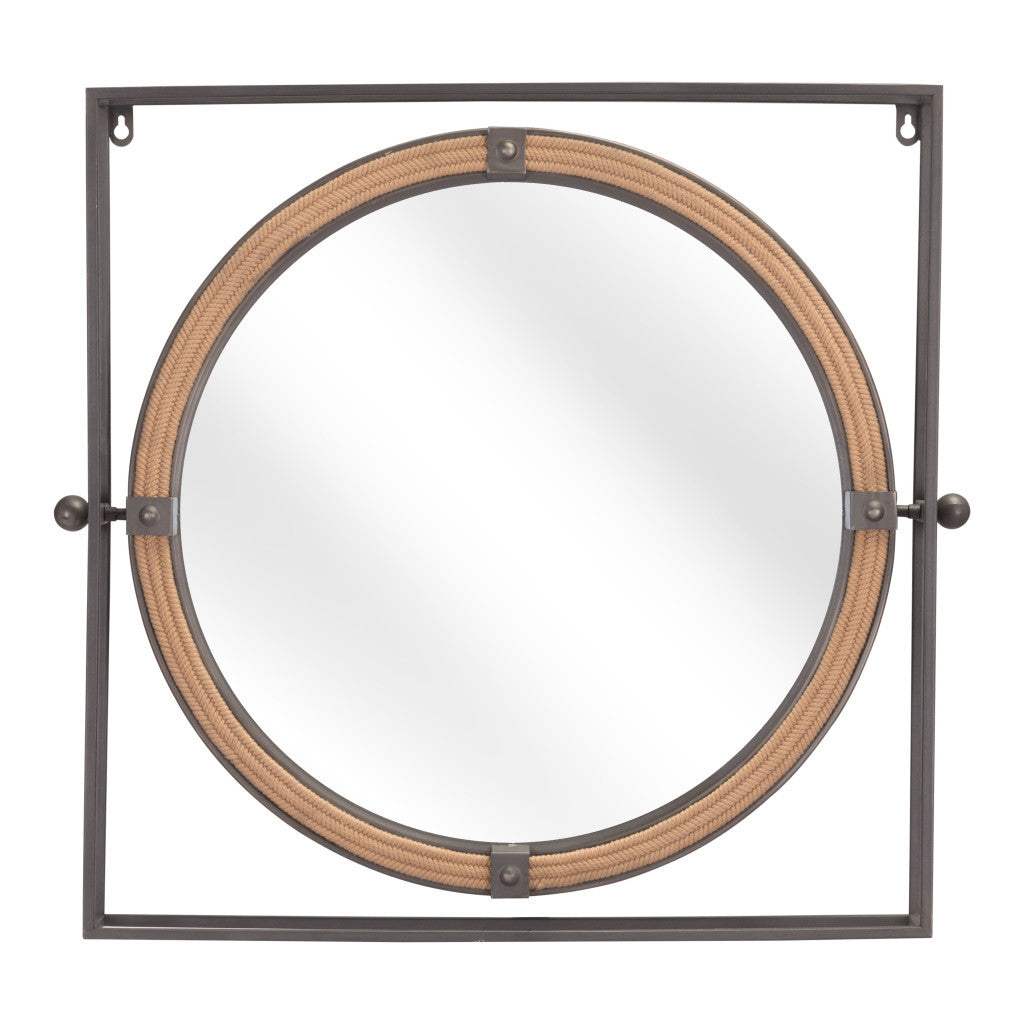 22" Gray Square Steel Framed Accent Mirror - Homeroots - Flyclothing LLC