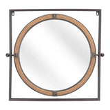 22" Gray Square Steel Framed Accent Mirror - Homeroots - Flyclothing LLC