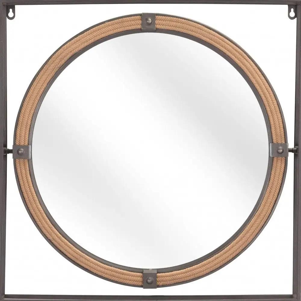 22" Gray Square Steel Framed Accent Mirror - Homeroots - Flyclothing LLC