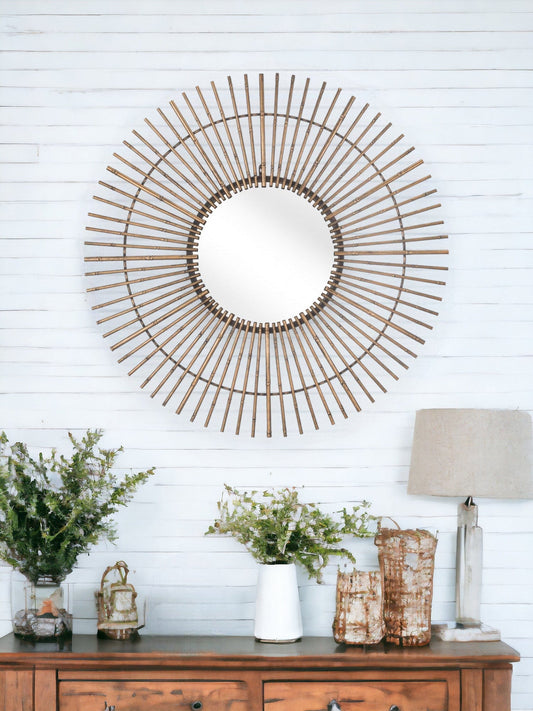 Gold Tribal Round Mirror - Homeroots