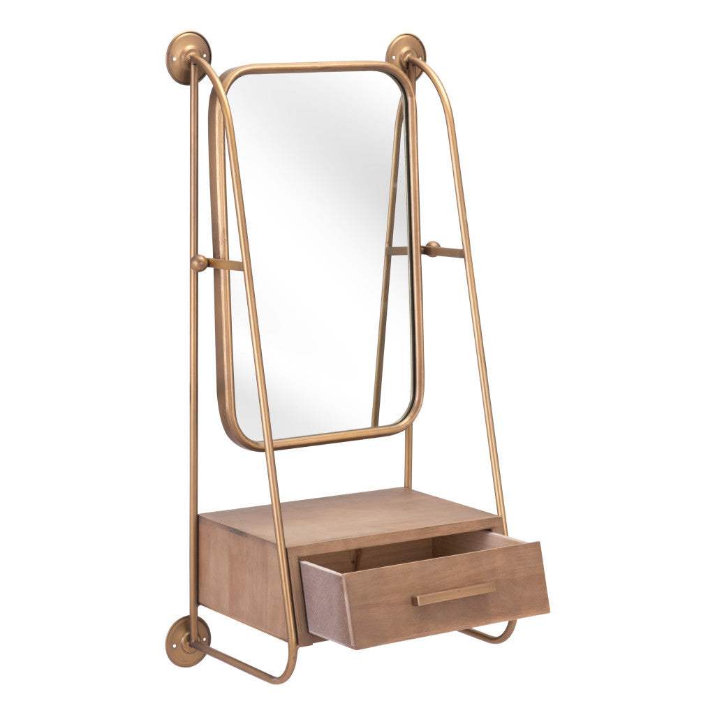 36" Gold Steel Framed Accent Mirror - Homeroots - Flyclothing LLC