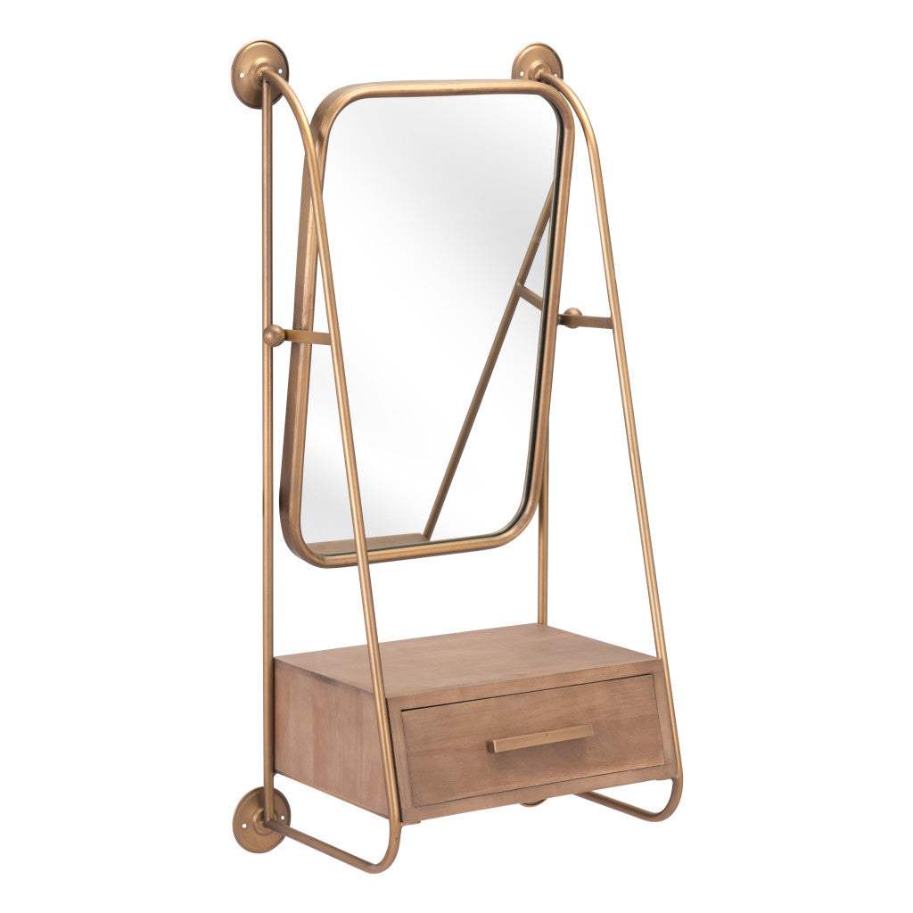 36" Gold Steel Framed Accent Mirror - Homeroots - Flyclothing LLC