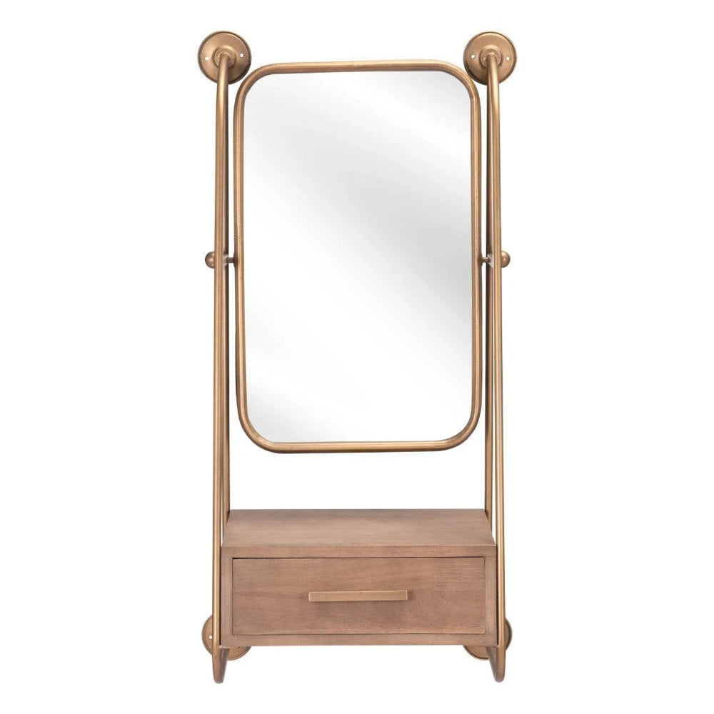 36" Gold Steel Framed Accent Mirror - Homeroots - Flyclothing LLC