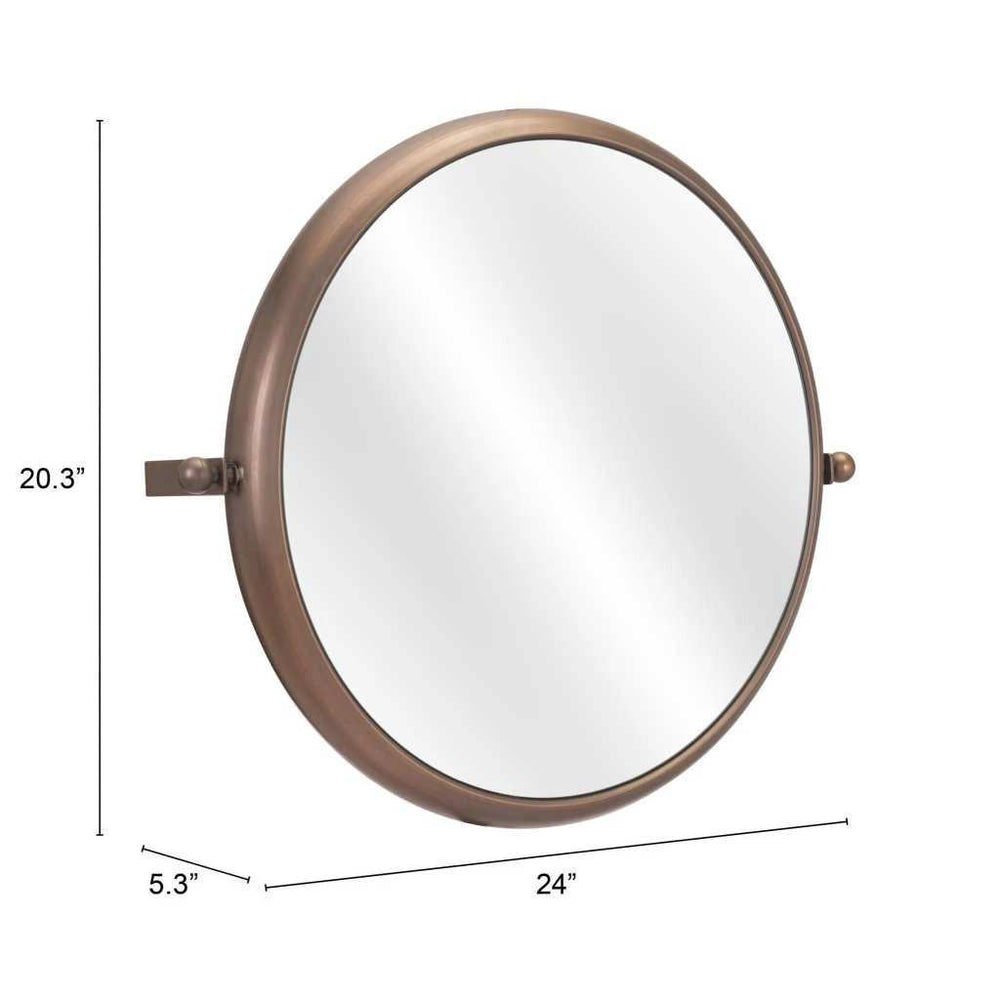 Industrial Gold Round Mirror - Homeroots - Flyclothing LLC