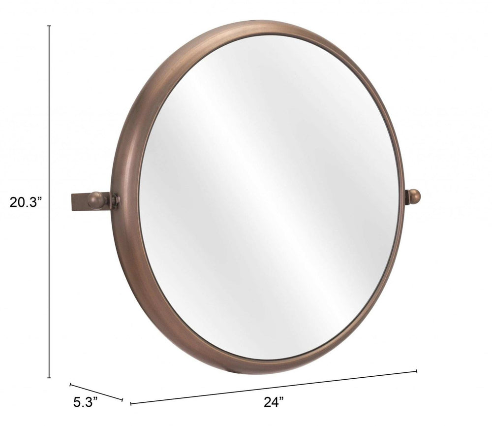 Industrial Gold Round Mirror - Homeroots - Flyclothing LLC