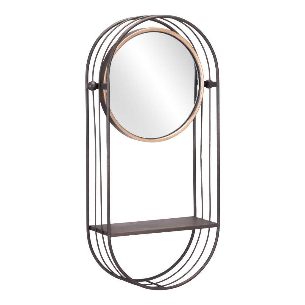 Industrial Gray Mirror Shelf - Homeroots - Flyclothing LLC