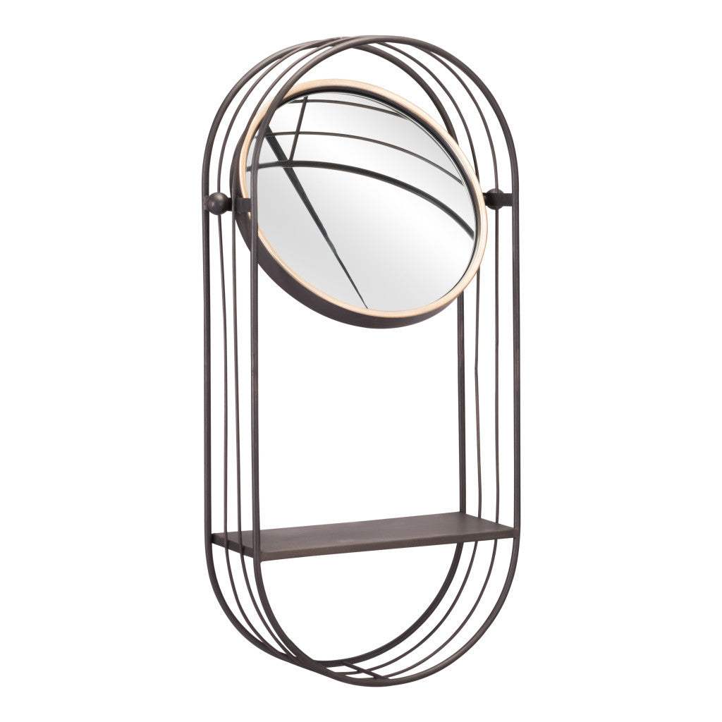 Industrial Gray Mirror Shelf - Homeroots - Flyclothing LLC