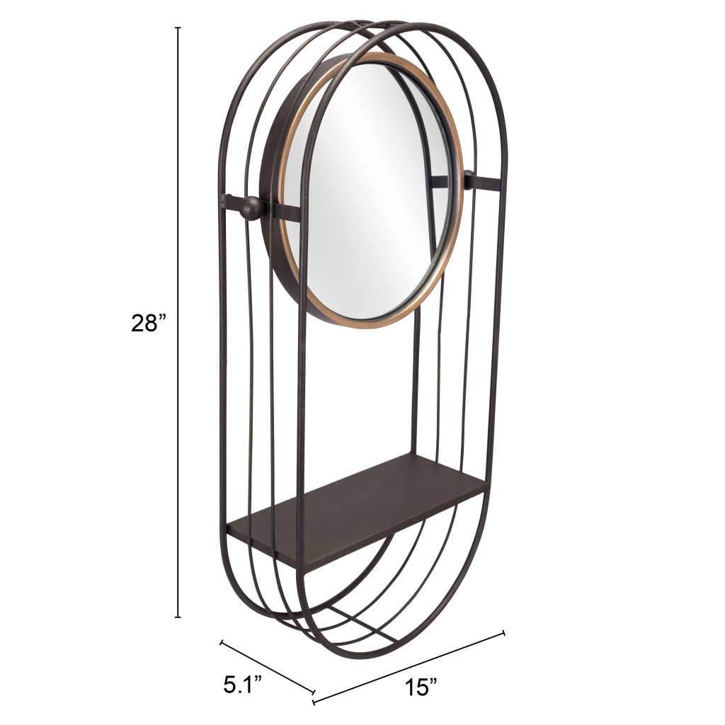 Industrial Gray Mirror Shelf - Homeroots - Flyclothing LLC