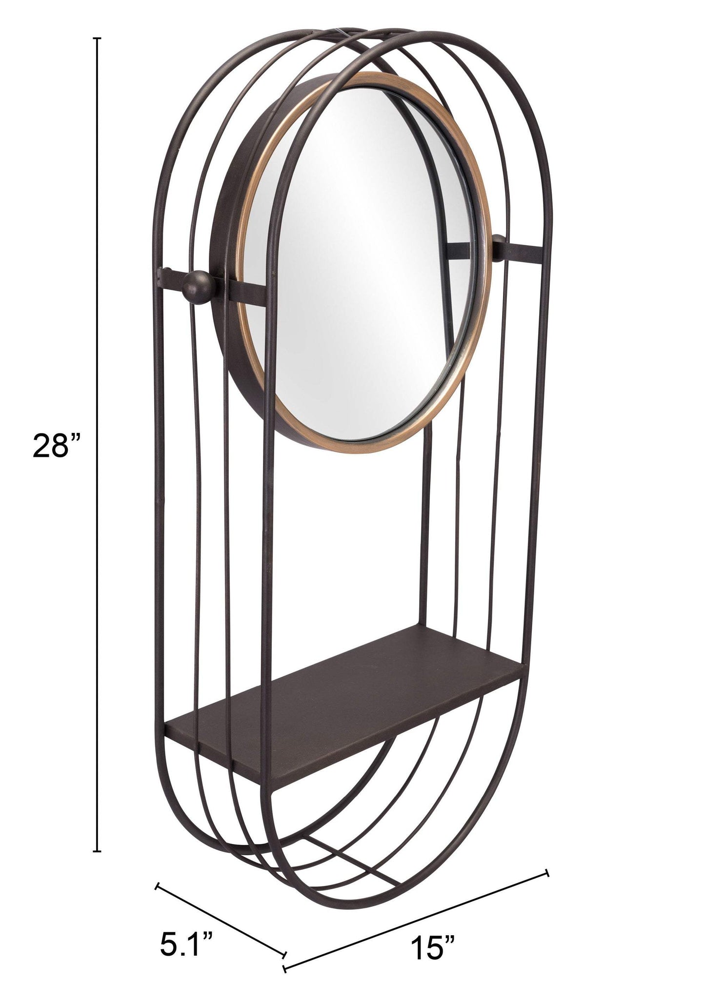 Industrial Gray Mirror Shelf - Homeroots - Flyclothing LLC