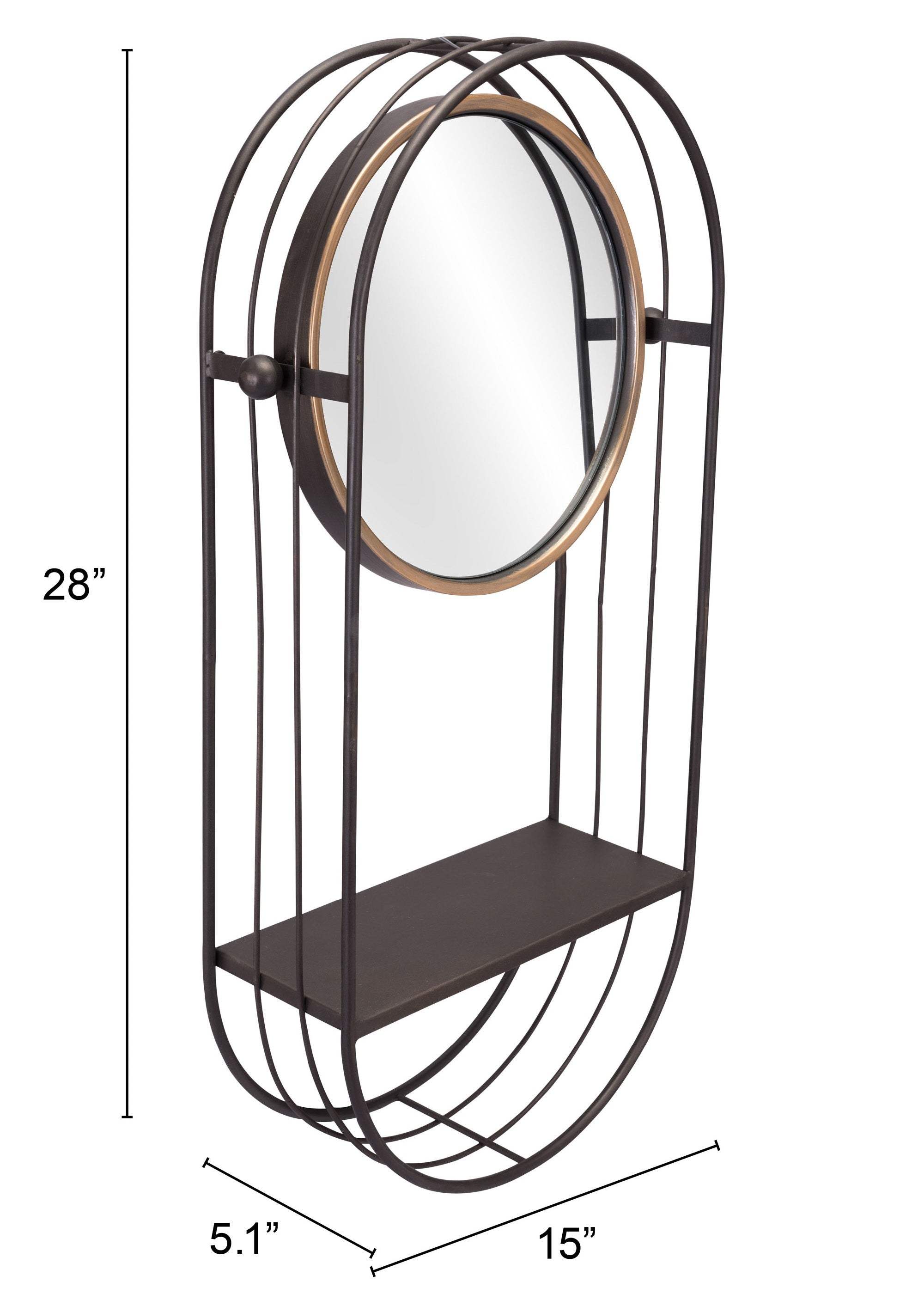 Industrial Gray Mirror Shelf - Homeroots - Flyclothing LLC