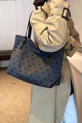 Polyester Bow Polka Dot Tote Bag - Trendsi