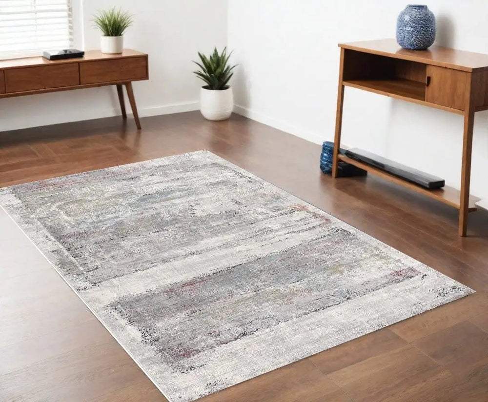 4' X 6' Gray Abstract Irregular Blocks Area Rug - Homeroots
