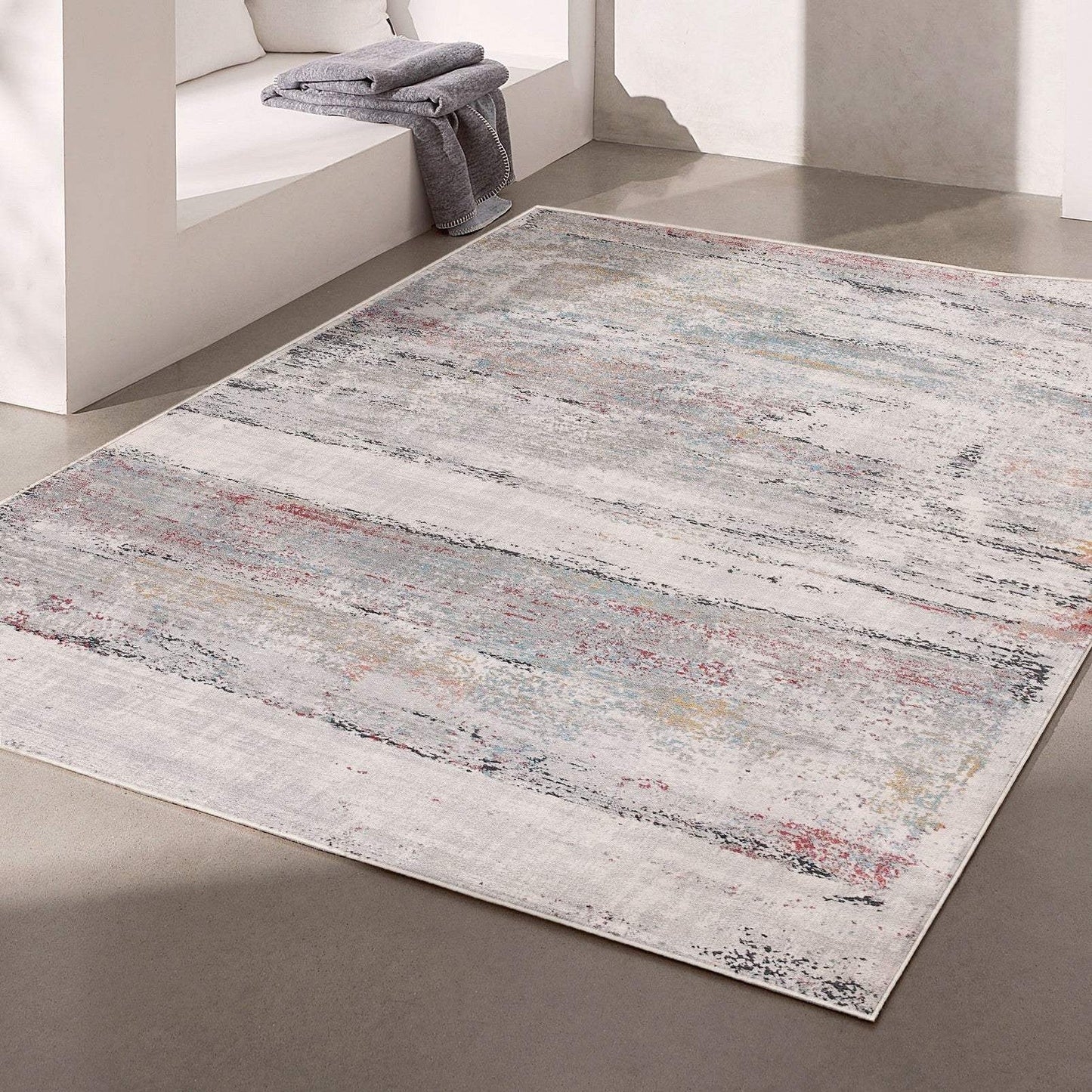 5' X 8' Gray Abstract Irregular Blocks Area Rug - Homeroots - Flyclothing LLC